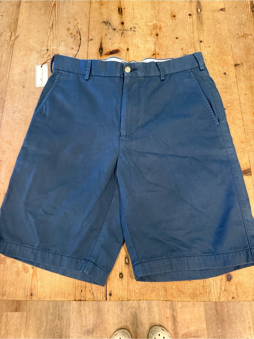 Peter Millar Navy Flat Front Cotton Shorts